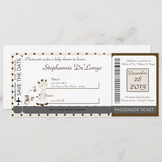 Snicker Doodle Giraffe Kinderdusche Einladung (Vorne/Hinten)