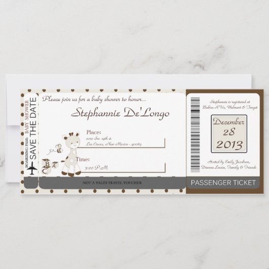 Snicker Doodle Giraffe Kinderdusche Einladung (Vorderseite)