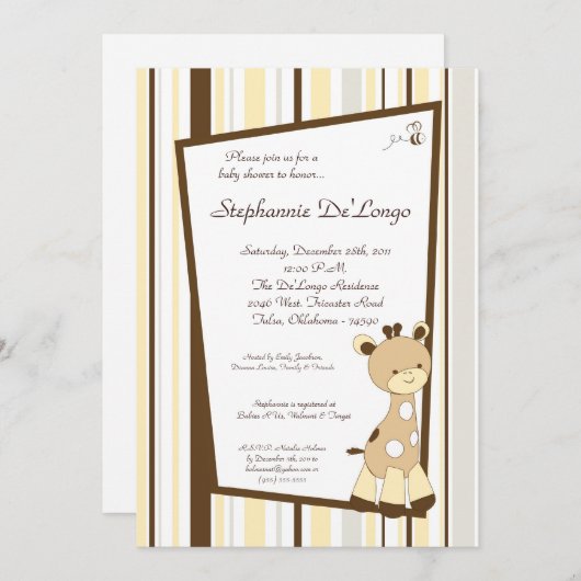 Snicker Doodle Giraffe Kinderdusche Einladung (Vorne/Hinten)