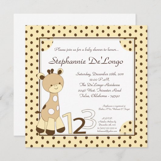 Snicker Doodle Giraffe Kinderdusche Einladung (Vorne/Hinten)