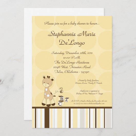 Snicker Doodle Giraffe Kinderdusche Einladung (Vorne/Hinten)