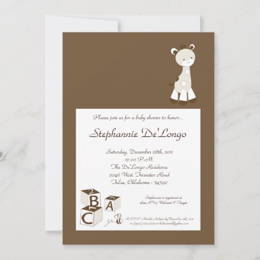 Snicker-Gekritzel-Giraffen-Babyparty-Einladung Einladung (Vorderseite)