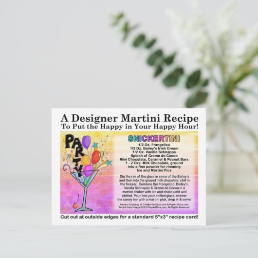 Snickertini Candy Martini Rezept Karte (Stehend Vorderseite)