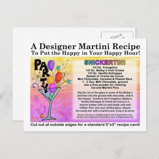 Snickertini Candy Martini Rezept Karte (Vorne/Hinten)