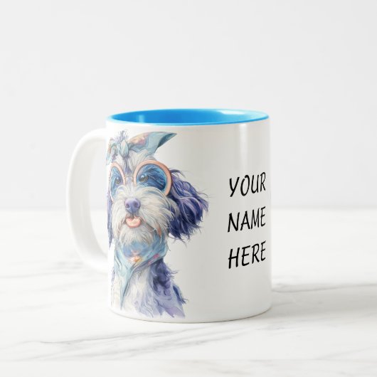 Sniff Happens – Cheeky Pup Zweifarbige Tasse (Vorderseite Links)