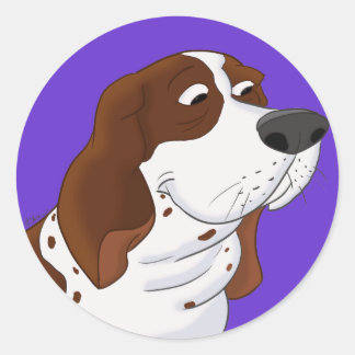 Sniffing Cartoon Basset Hound Runder Aufkleber