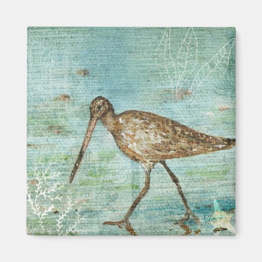 Snipe Shorebird Beach House Deco Magnet (Vorne)