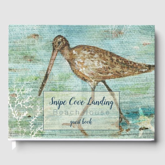 Snipe Shorebird Painting Beach House Gästebuch (Vorderseite)