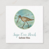 Snipe Shorebird zum Thema Strandküste Quadratische Visitenkarte (Vorderseite)