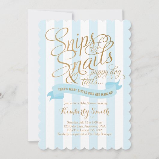 Snips and Snails Kinderdusche Einladung (Vorderseite)