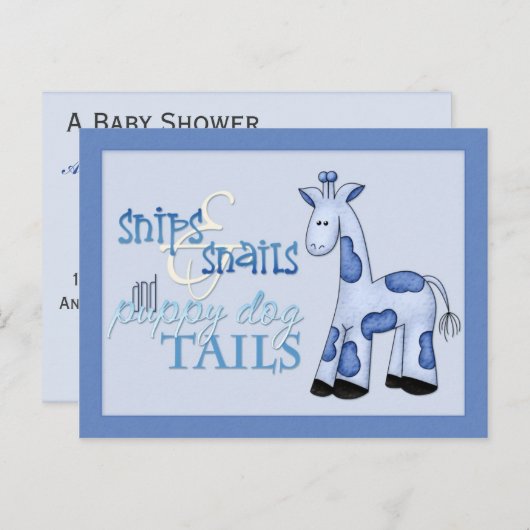 Snips & Snails Baby Boy Blue Dusche Einladung (Vorne/Hinten)