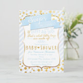 Snips & Snails Blue & Gold Baby Shower Einladungen (Stehend Vorderseite)