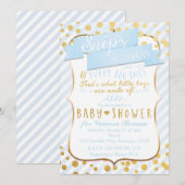 Snips & Snails Blue & Gold Baby Shower Einladungen (Vorne/Hinten)