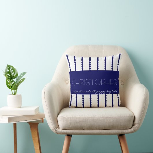 Snips & Snails &... Navy/White Stripes Name Kissen (Stuhl )