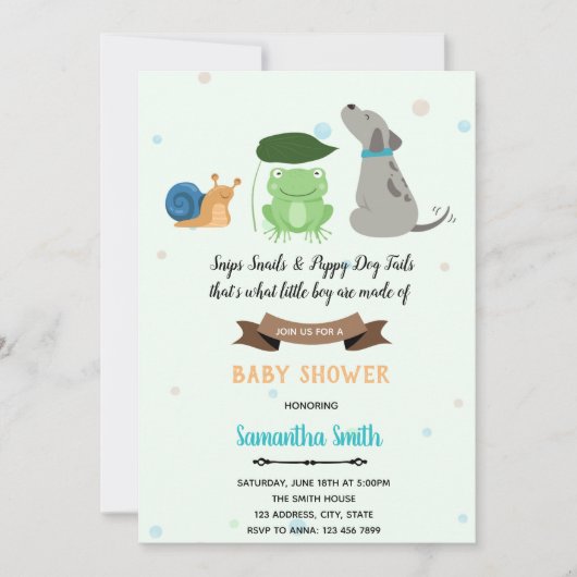 Snips Snails Welpen Hund Schwanz Einladung (Vorderseite)