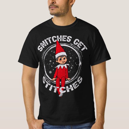 Snitches erhalten Stitches zum Shirt Elf Xmas Snit (Vorderseite)