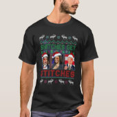 Snitches Get Stitches Funny Xmas Elf Anti Biden T-Shirt (Vorderseite)