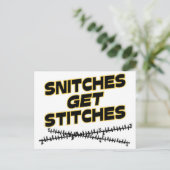Snitches Get Stitches Postkarte (Stehend Vorderseite)