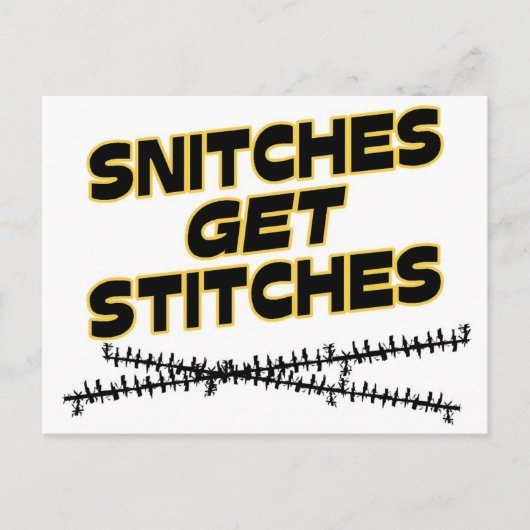 Snitches Get Stitches Postkarte (Vorderseite)