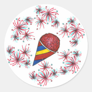 Snocone Fireworks USA 4. Juli Vierte Patriotik Runder Aufkleber