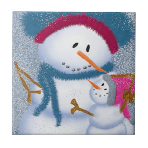SnoMomma and SnowGirl ~ Keramik Tile Fliese