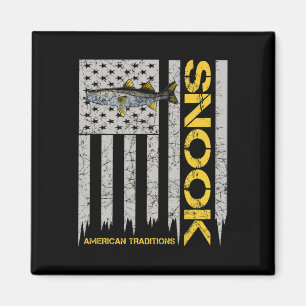 Snook-Angler - Vintage-Stil Amerikanische Flagge S Magnet