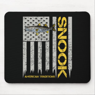 Snook-Angler - Vintage Style Amerikanische Flagge  Mousepad