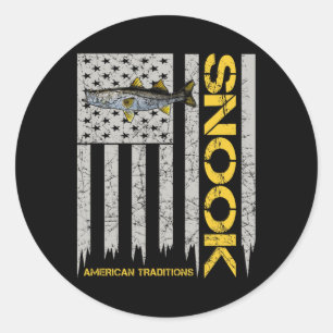 Snook-Angler - Vintage Style Amerikanische Flagge Runder Aufkleber