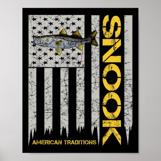 Snook Fisherman - Vintage Style American Flag Snoo Poster (Vorne)