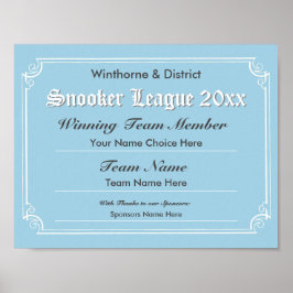 Snooker Competition Certificate Poster