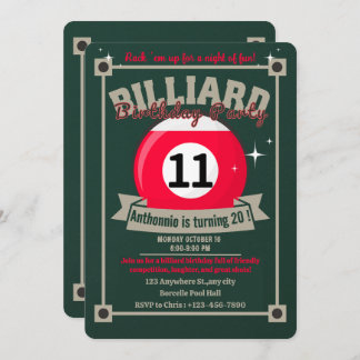 Snooker laden Pool Geburtstagsparty Billiard Ball Einladung