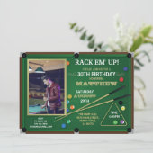 Snooker Pool Geburtstagsparty Sporthalle Rack Foto Einladung (Stehend Vorderseite)