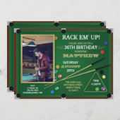 Snooker Pool Geburtstagsparty Sporthalle Rack Foto Einladung (Vorne/Hinten)