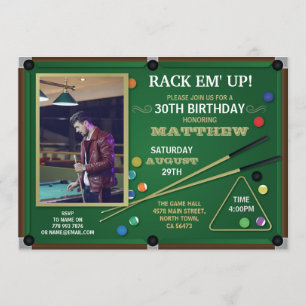 Snooker Pool Geburtstagsparty Sporthalle Rack Foto Einladung