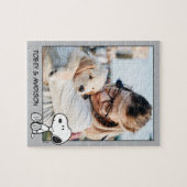 Snoopie auf Schwarz-weißen Comicen | Foto hinzufüg Puzzle (Horizontal)