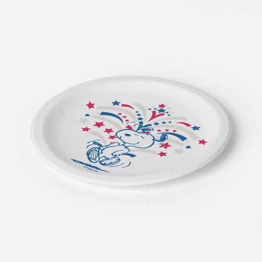 Snoopy 4. Juli Tanz Pappteller (Schrägansicht)