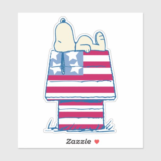 Snoopy am 4. Juli Dog House Aufkleber (Blatt)