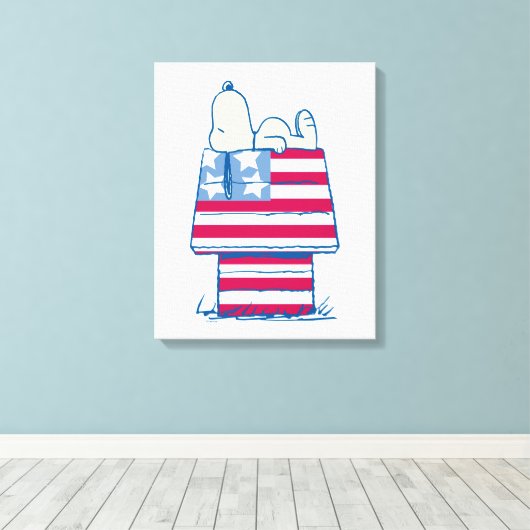 Snoopy am 4. Juli Dog House Leinwanddruck (Insitu (Holzboden))