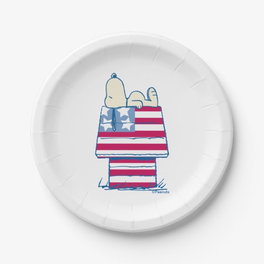 Snoopy am 4. Juli Dog House Pappteller (Vorderseite)