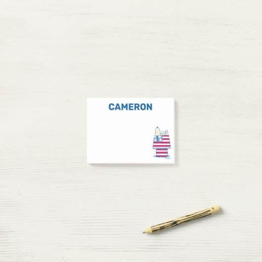 Snoopy am 4. Juli Dog House Post-it Klebezettel (Auf Schreibtisch)