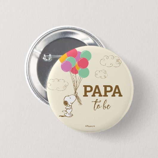 Snoopy and Balloons Babydusche Opa Button (Vorne & Hinten)