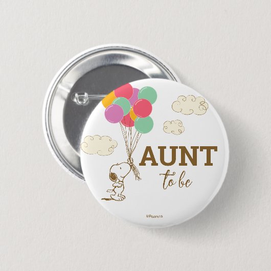 Snoopy and Balloons Babydusche Tante Button (Vorne & Hinten)