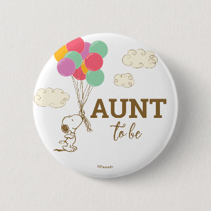 Snoopy and Balloons Babydusche Tante Button