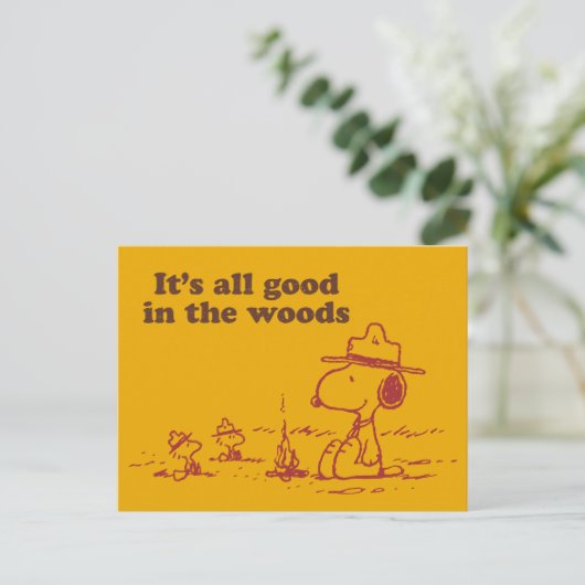 Snoopy | Beagle Scout - Alles Gute im Wald Postkarte (Stehend Vorderseite)