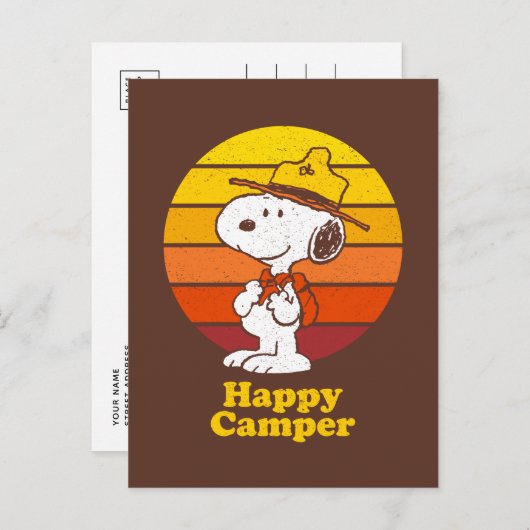 Snoopy | Beagle Scout - Happy Camper Postkarte (Vorne/Hinten)