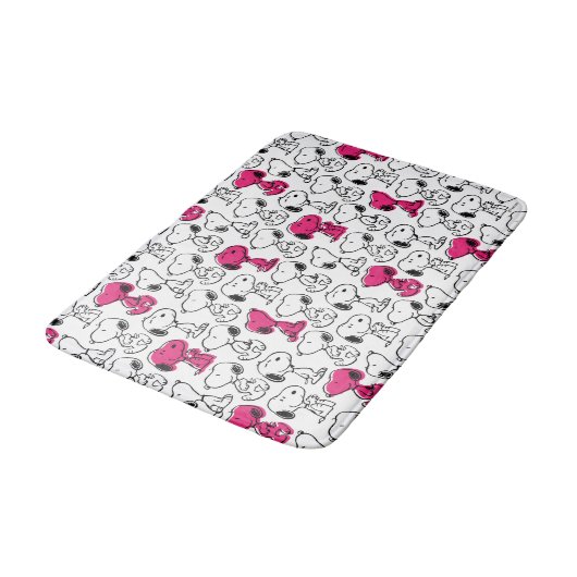 Snoopy Black & Magenta Pattern Badematte (Schrägansicht)