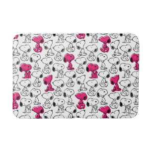 Snoopy Black & Magenta Pattern Badematte