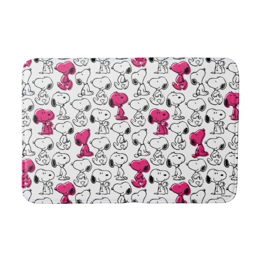 Snoopy Black & Magenta Pattern Badematte (Vorderseite)