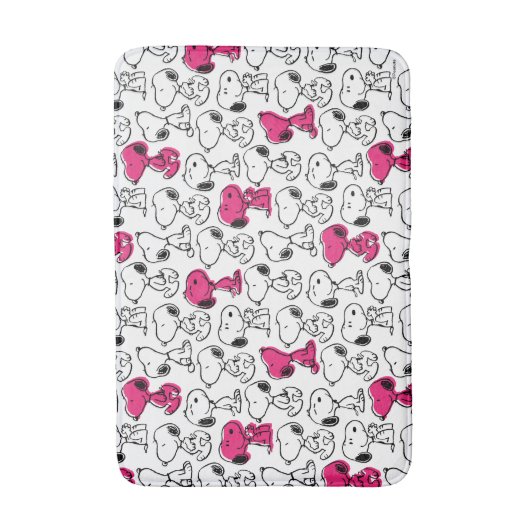 Snoopy Black & Magenta Pattern Badematte (Vorderseite Vertikal)