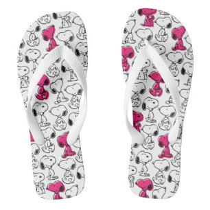 Snoopy Black & Magenta Pattern Badesandalen